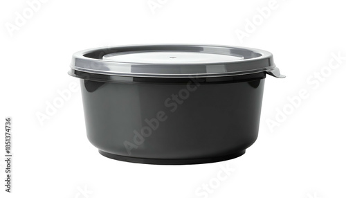 A gray food container with a clear plastic lid and secure locking mechanisms
