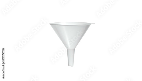 A simple illustration of a white, plastic conical device with a narrow stem, isolated