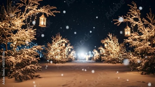 a cozy winter village shines brightly with festive Christmas lights, festive scene, festive background, Christmas ambience background, Christmas background videos, Holiday Stock Footage