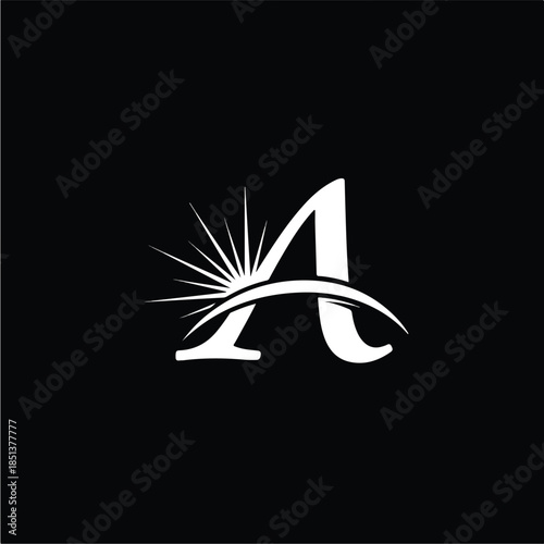 Elegant Letter A Logo with Radiant Sunburst Design.