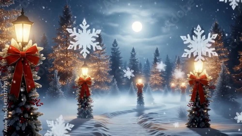 a cozy winter village shines brightly with festive Christmas lights, festive scene, festive background, Christmas ambience background, Christmas background videos, Holiday Stock Footage