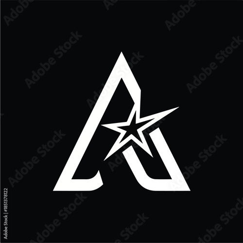 Letter A with Star Logo Design.