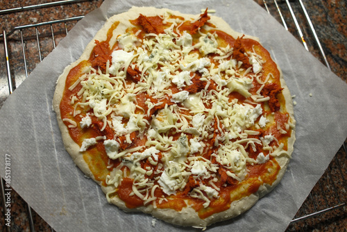 cheese and tomato pizzas as italian food