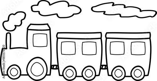 outline illustration of Train recolorable