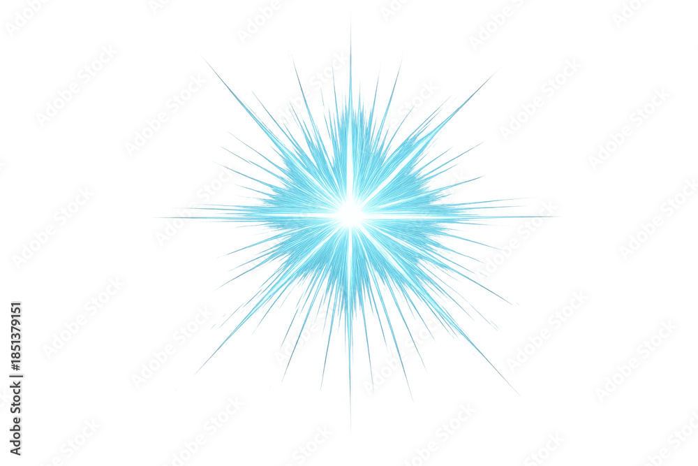 Obraz premium Bright blue light emitting starburst rays and glowing sun flare effect with transparent background