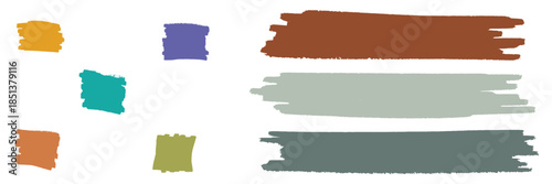 Colorful Grunge square and rectangle shapes on white background, Hand drawn Box brush stroke background, Text box frame, Grunge borders Vector illustration