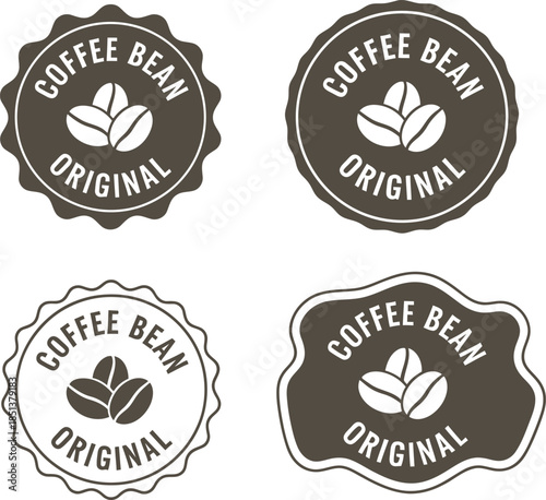 Set of four coffee bean original seals and stamps for branding and packaging