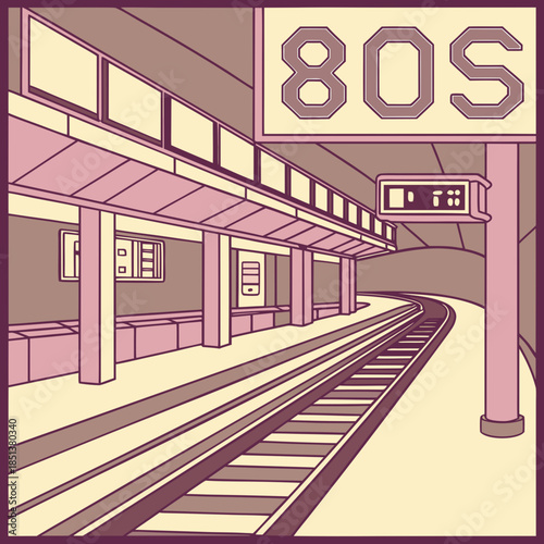 Synthwave Train Station