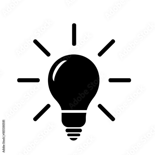 Light bulb Black Icon Vector - Concept for creativity, new idea, and innovative thinking