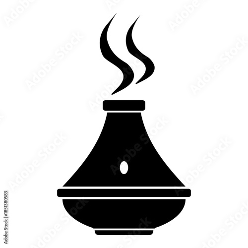 Aroma Therapy Incense Dispenser Black Icon Vector Scented diffuser for relaxation and wellness.