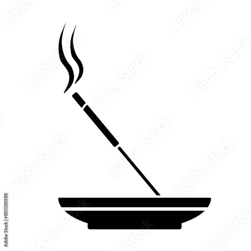 Burning Incense Stick Black Icon Vector Scented sticks for relaxation and wellness concepts