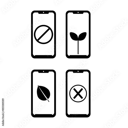 Digital Detox Smart Phone Black Vector Icon - Taking a break from social media for mental health