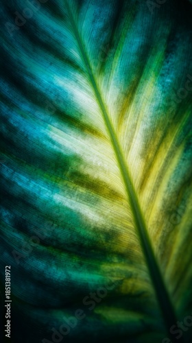spathiphyllum. Abstract tropical leaves with natural gradient lighting and so...