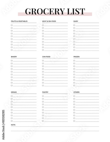 Printable Grocery List | Weekly Meal & Shopping Planner | Kitchen & Meal Prep Organizer