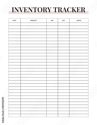 Inventory Tracker Printable | Stock Management & Inventory Log Template | Clean Minimal Business Tracker Page