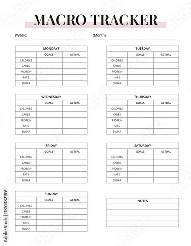 Macro Tracker Printable | Daily Protein, Carb & Fat Tracker | Nutrition & Meal Planning Log