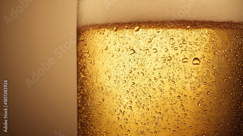 pub. A glass of golden beer with droplets, showcasing refreshing appeal in a clean studio setting. bar promotions, beverage menus, designed for food & beverage menus and cafe branding.
