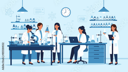 Female scientists working collaboratively in modern laboratory setting