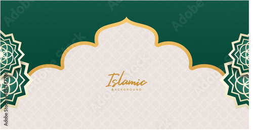 Islamic Banner with Dome Arch Mosque Decoration Stage Background Template