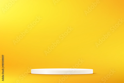 Yellow background vector 3d with White podium Space for selling products on the website. Abstract wallpaper design with copy space to display your products. Vector illustration.