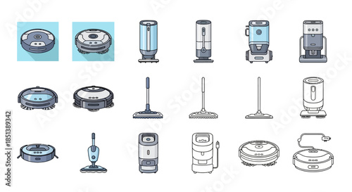 Collection of Various Vacuum Cleaner Illustrations.