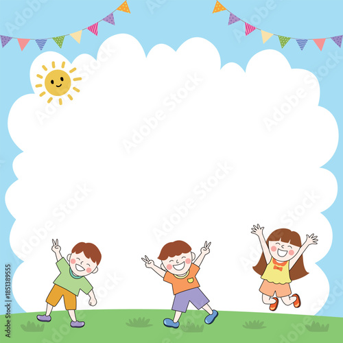 a frame with children	