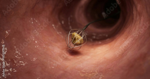 ERCP Endoscopy: Dormia Basket Extracting Gallstone from Common Bile Duct (Choledocholithiasis)