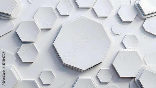 Abstract geometric pattern of white hexagonal shapes arranged in a three-dimensional layout
