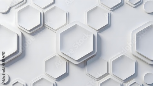 Abstract geometric pattern of white hexagonal shapes on a textured surface