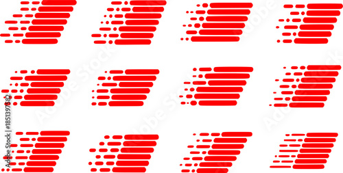 Set of speed lines vector icons. Fast motion effect. Black horizontal action lines. Speed and fast action symbol. Comic element. Superhero sign.
