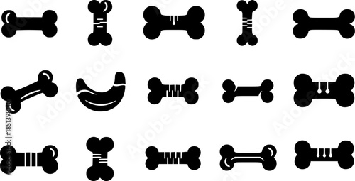 Set of bone vector icons. Dog bone. Puppy nutrition. Vector 10 Eps.
