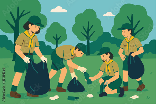 Scouts Community Service Flat Vector

