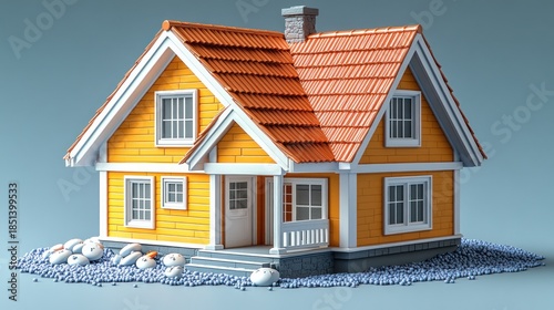 Home surrounded by pills