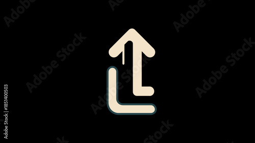 Stylized Glowing Upload Arrow Icon with 'L' Shape on Black Background, Representing Progress, Growth, or Level Up.