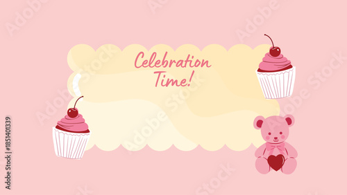 Pink and Cream Playful Birthday Wishing Card