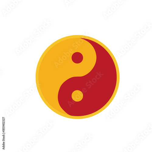 Red and Yellow Yin Yang Symbol of Balance and Harmony Icon