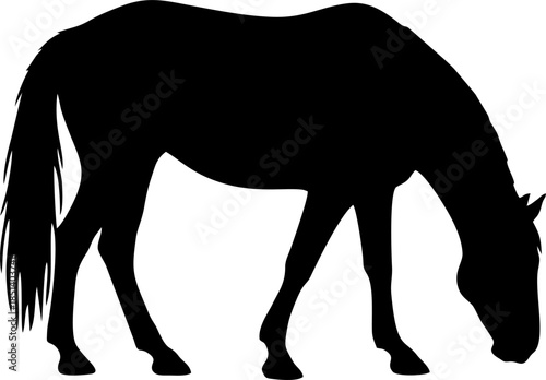 Peaceful Grazing Horse Solid Silhouette Vector Design