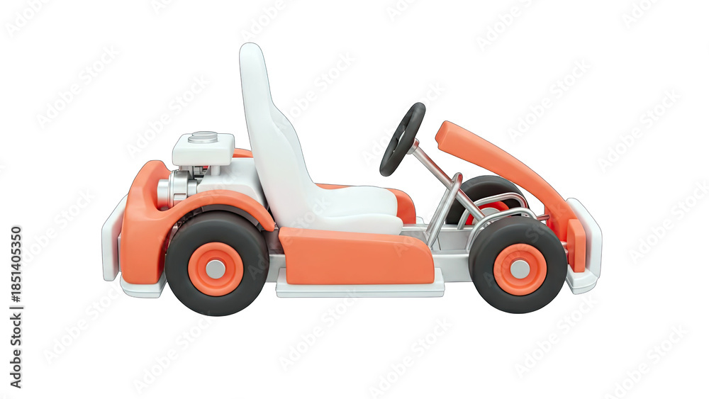 Fototapeta premium Orange Go-Kart Isolated on White Background