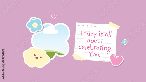 Pink Cute Playful Birthday wishing card