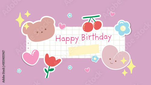 Pink Cute Playful Birthday wishing card