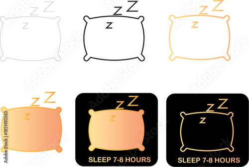 Pillow icons representing sleep and rest, with variations in color and style for healthcare
