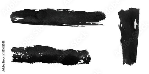 set of black ink splashes. Grunge Paint stripe . Vector brush Stroke . Distressed banner.