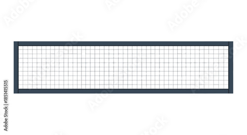 A minimalist vector illustration of a rectangular grid pattern, resembling a sports net or a fence, presented as a clean graphic element.