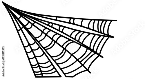 A simple vector illustration depicts a section of a spiderweb, showcasing its intricate net-like structure against a clean, minimalist background, perfect for graphic design elements.