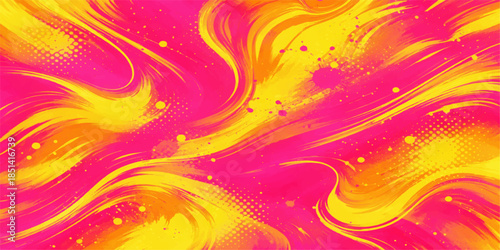 Vibrant abstract orange background featuring a colorful wave pattern with a fiery swirl of red and yellow light textures in a motion design illustration