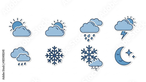 Vibrant vector illustrations of diverse weather conditions and daily forecasts for application interfaces