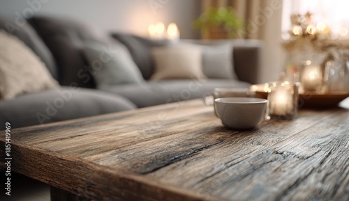 Wallpaper Mural Cozy living room with a rustic coffee table and sofa Torontodigital.ca