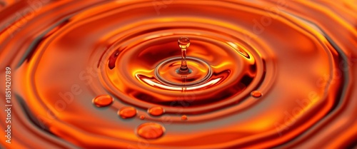 Abstract orange oil droplets spreading on water surface, creating vibrant concentric circles,   wellness,  pattern
