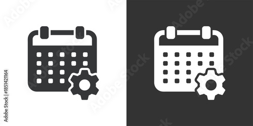 Calendar Settings icon. Solid glyph series icon