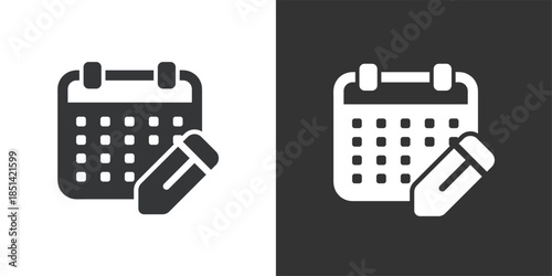 Edit Calendar icon. Solid glyph series icon